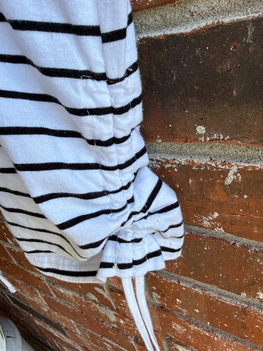 Time and Tru White Tee with Black Stripes and Side Ties - Picture 3 of 4